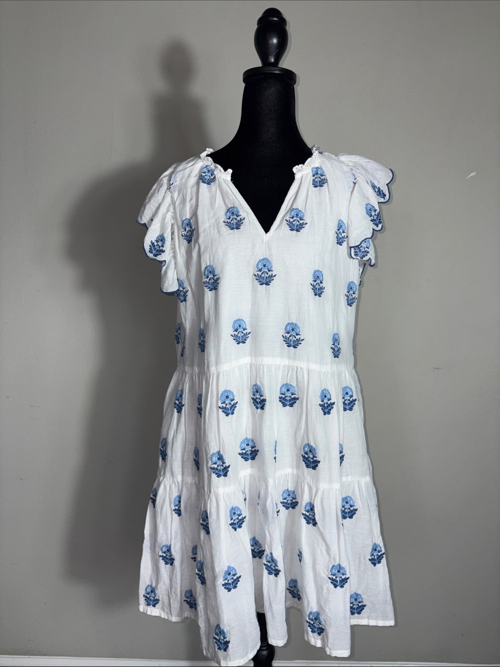 A Love A Embroidered Tiered Babydoll Mini dress 100% Cotton